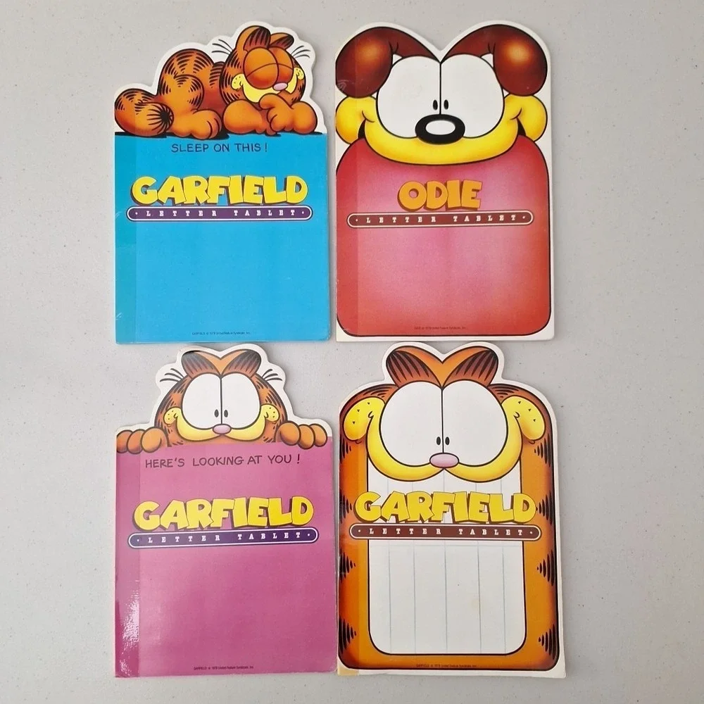 Vintage 1978 Mead GARFIELD & ODIE Letter Tablet Paper Writing Notepad, Set of 4